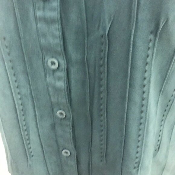 KIM ROGERS Shirt faux suede PinTucks Bust 44 button down shirt WASHABLE 0X. B74 - Picture 8 of 8